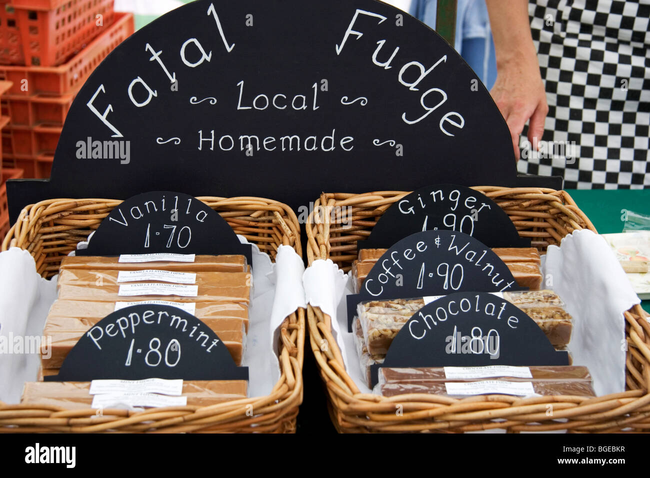Fatal Fudge stall, Kingsbridge Farmers Market, Devon,UK Stock Photo Alamy