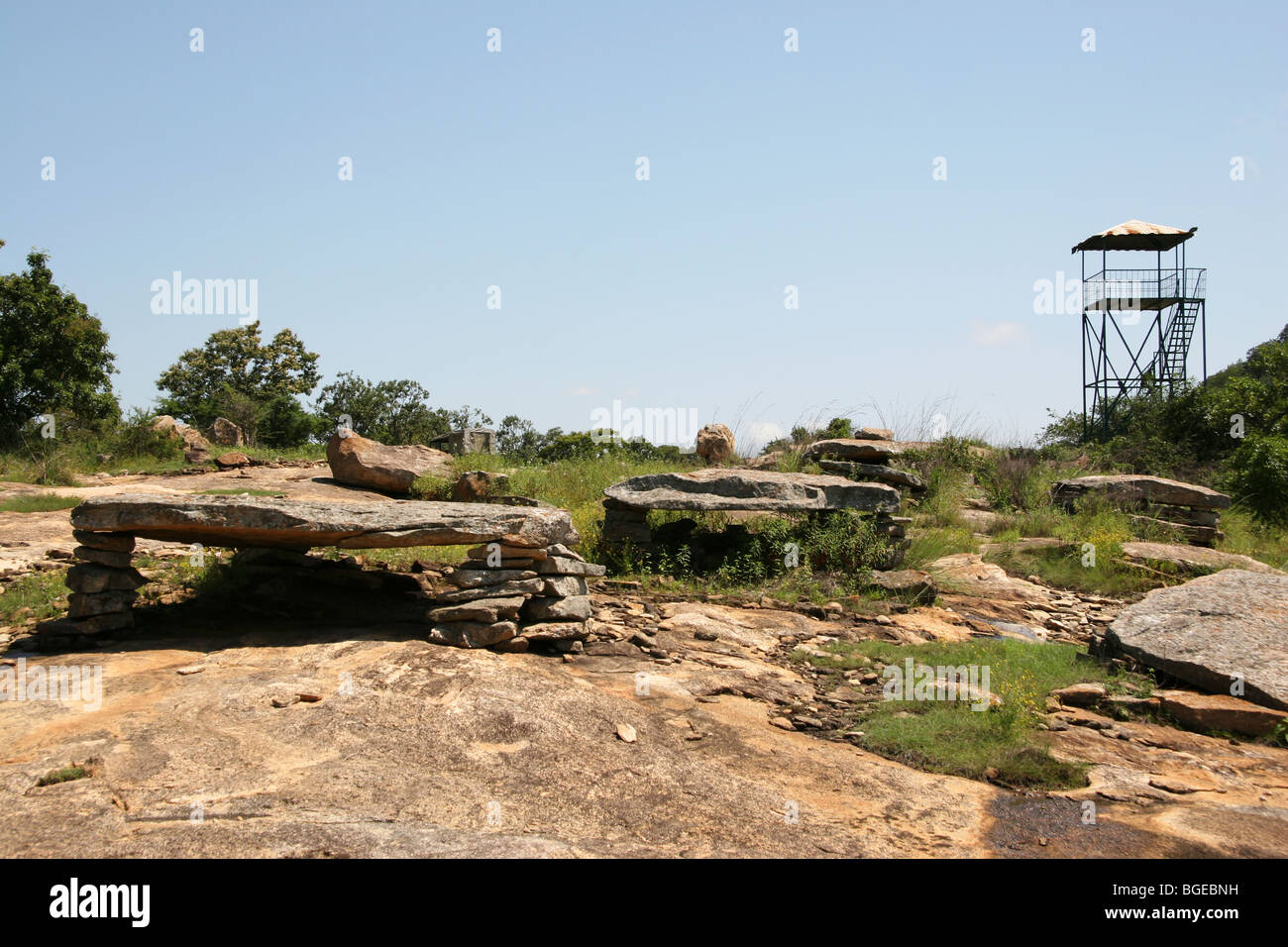 A prehistoric burial mound stands in Bannerghatta National Park in Karnataka, India. Stock Photo