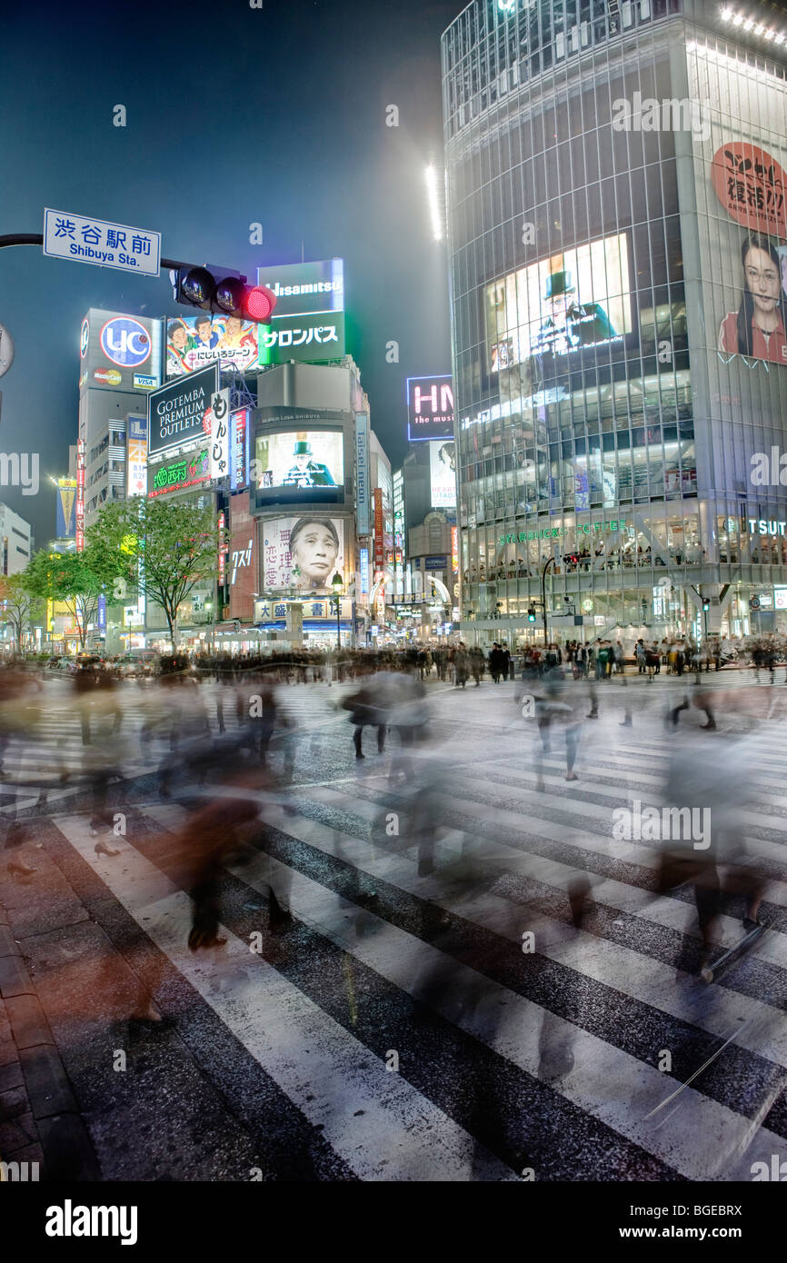 shibuya crossing  at evening night Stock Photo