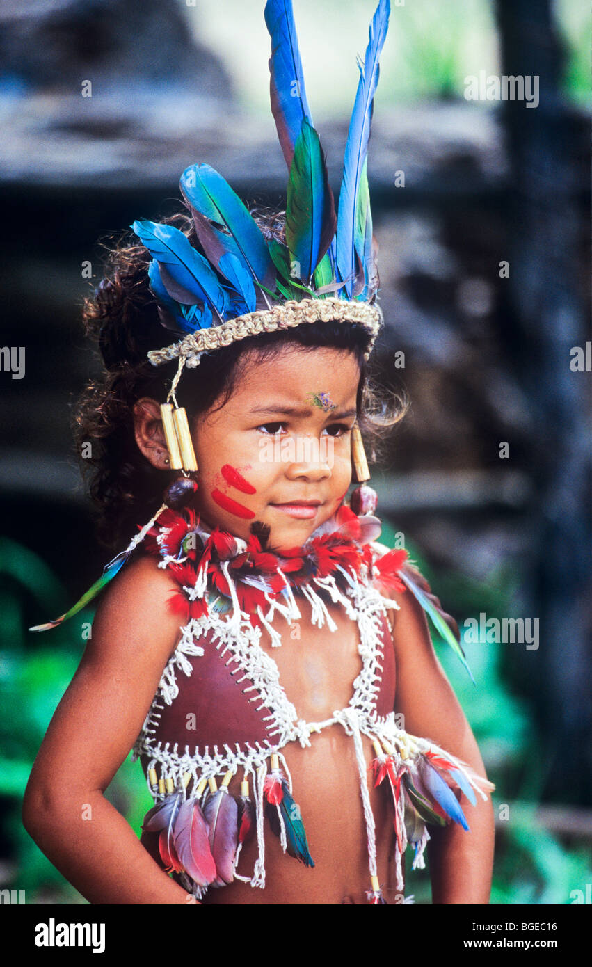 Indian girl in festival dress Boca Da Valeria Amazon River Brazil Stock  Photo