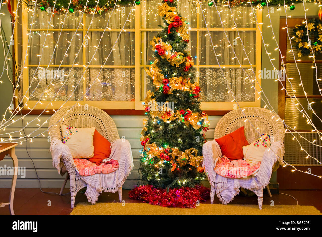 Christmas Lights, at Les and Bev Pickworth's house, Pukeuri, East Coast