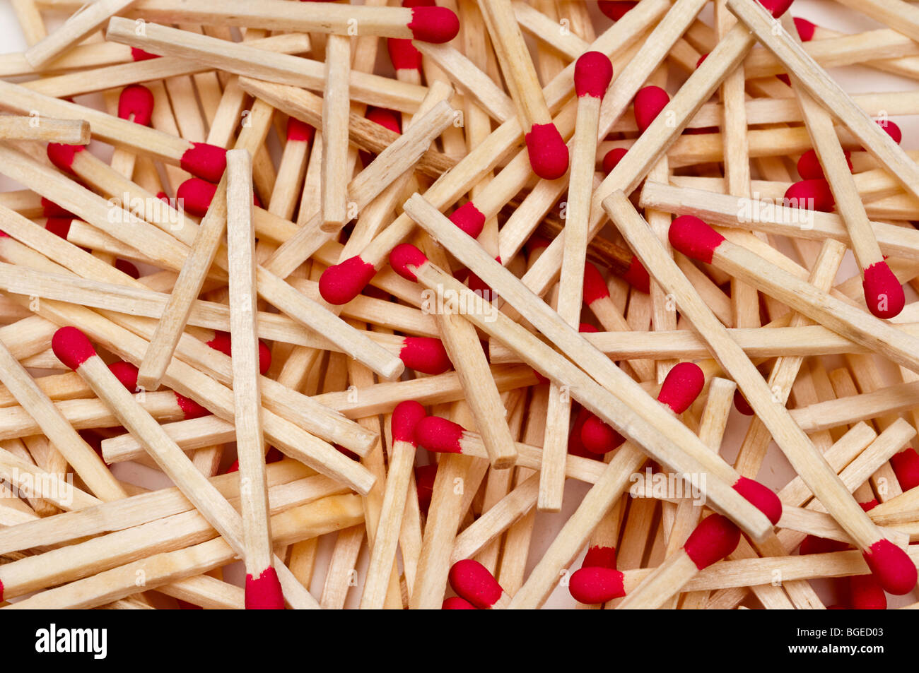 close up of a number of match sticks Stock Photo