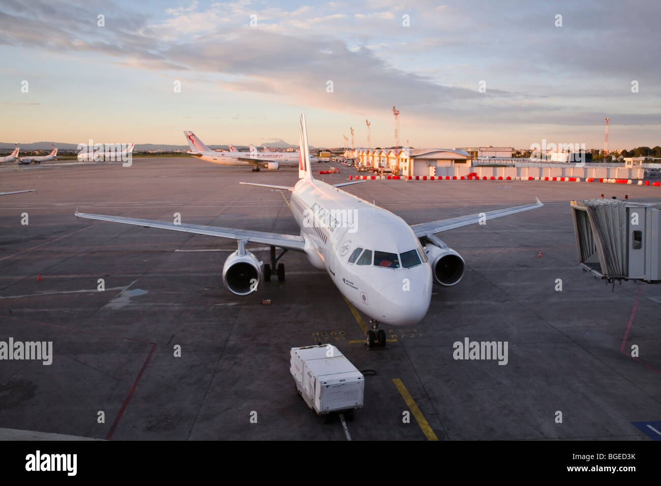 An Air France airplane stands at Tunis-Carthage International Airport, Tunisia. Stock Photo