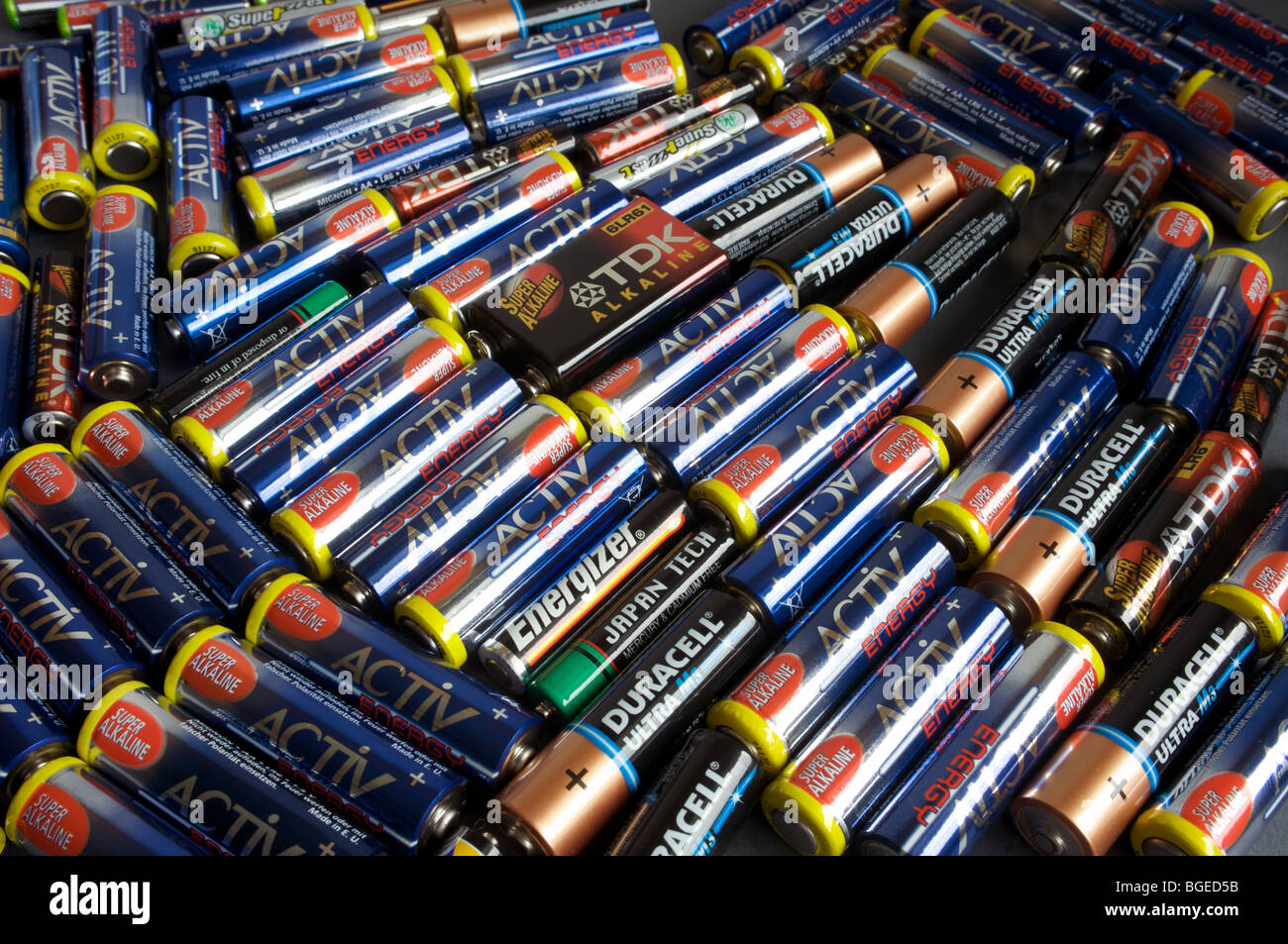 Alkaline dry cell batteries at a recycling station in a German supermarket  Stock Photo - Alamy