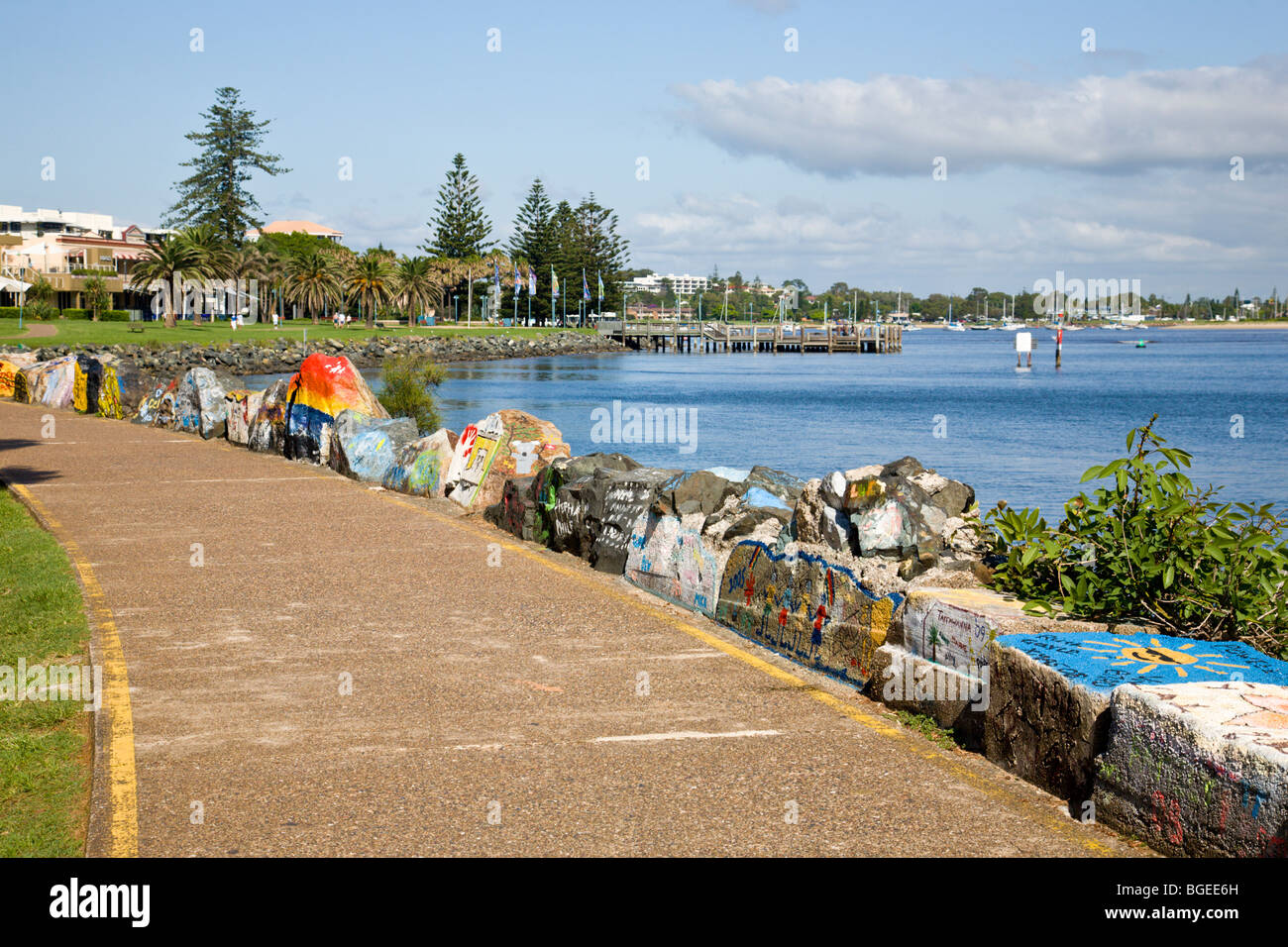 Port Macquarie, painted breakwater. New South Wales, Australia Stock