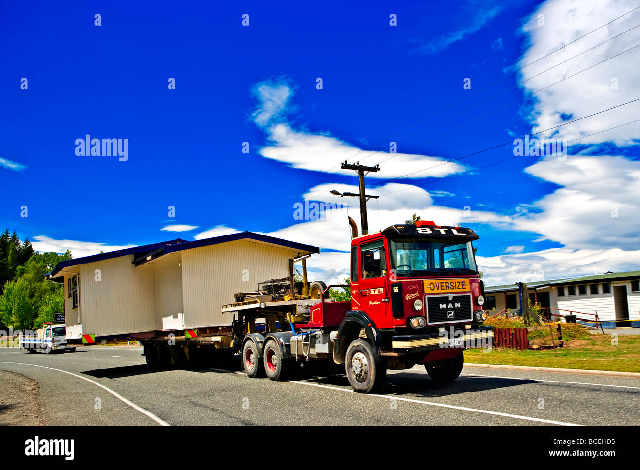 Moving House in Te Anau, Southland, South Island, New Zealand. Stock Photo