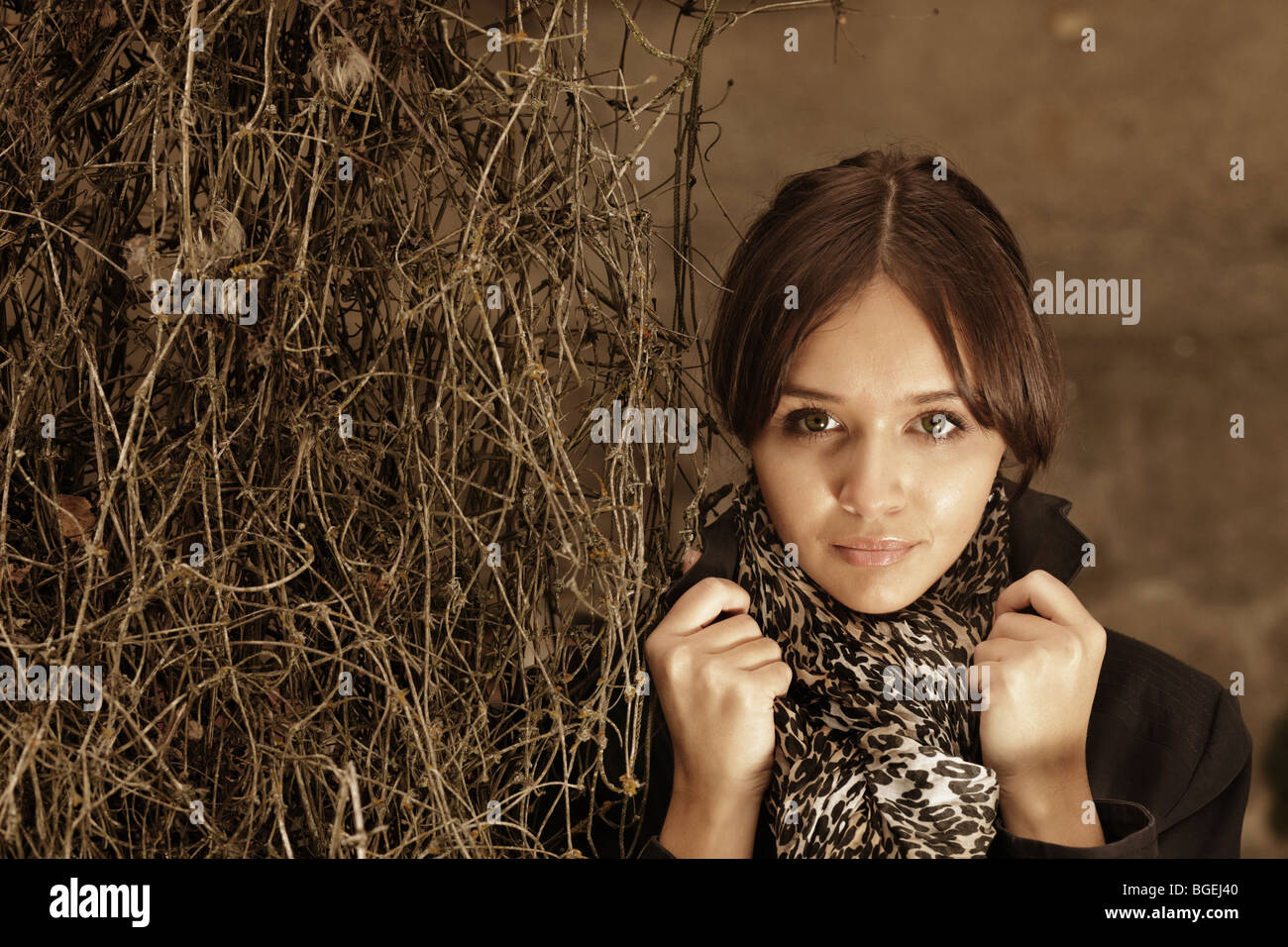 young girl in autumn park Stock Photo - Alamy