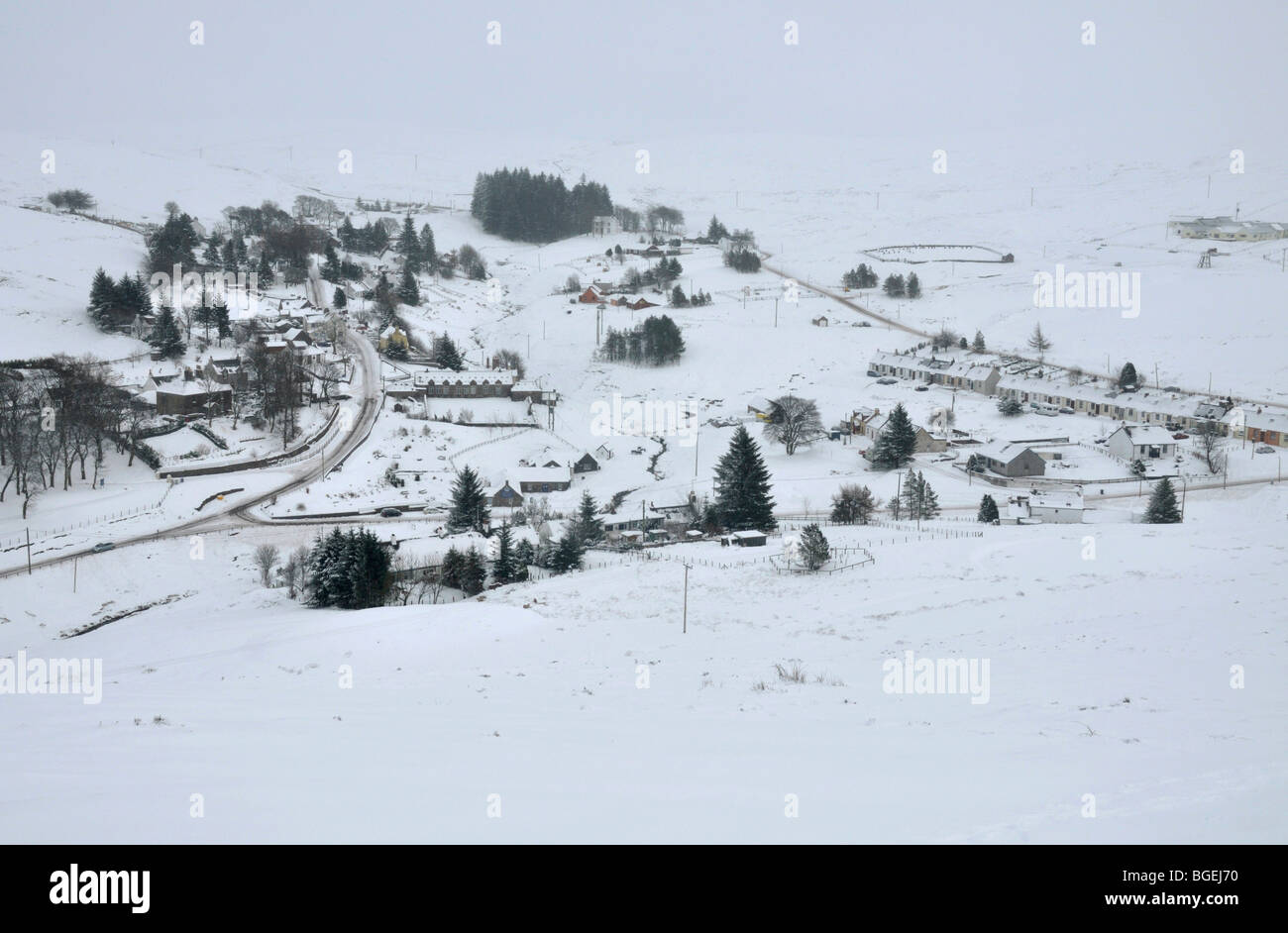 Wanlockhead, highest village in Scotland in snow Stock Photo