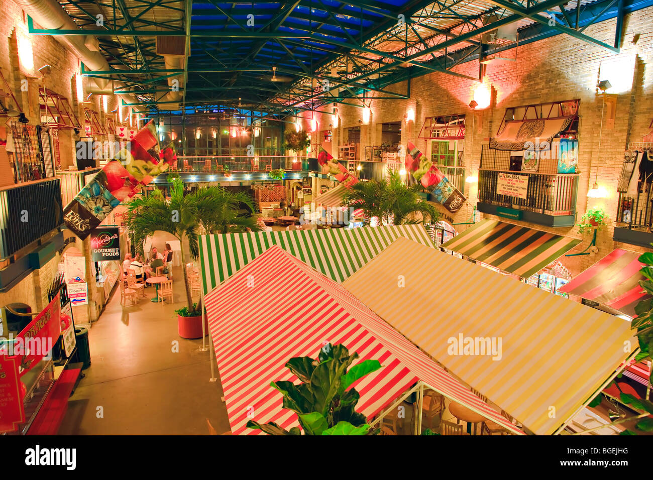 Interior of The Forks Market - a National Historic Site in the City of Winnipeg, Manitoba, Canada. Stock Photo
