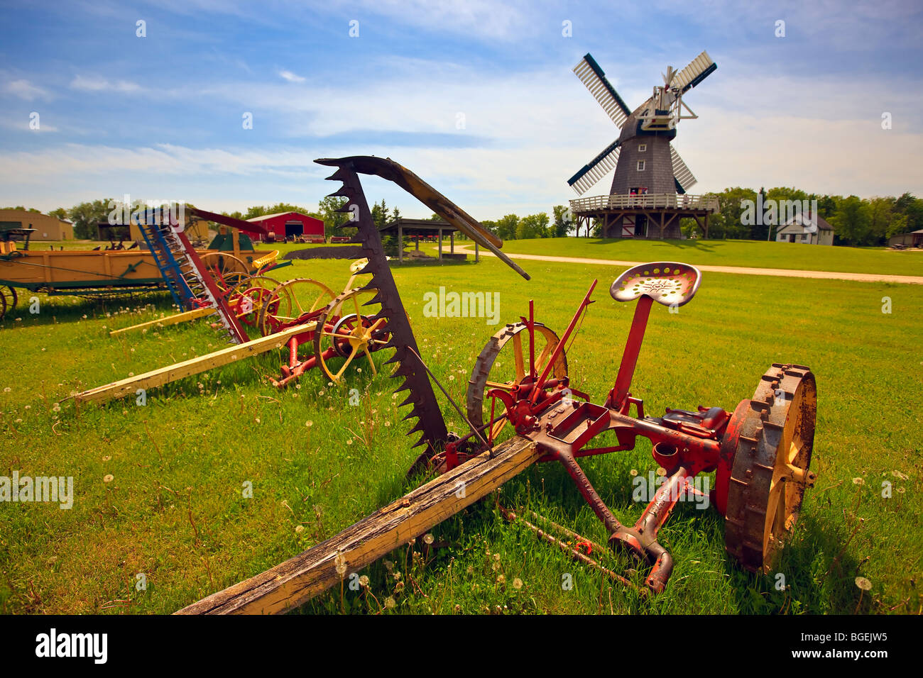 Windmill (built in 2001) seen from the agricultural implements display