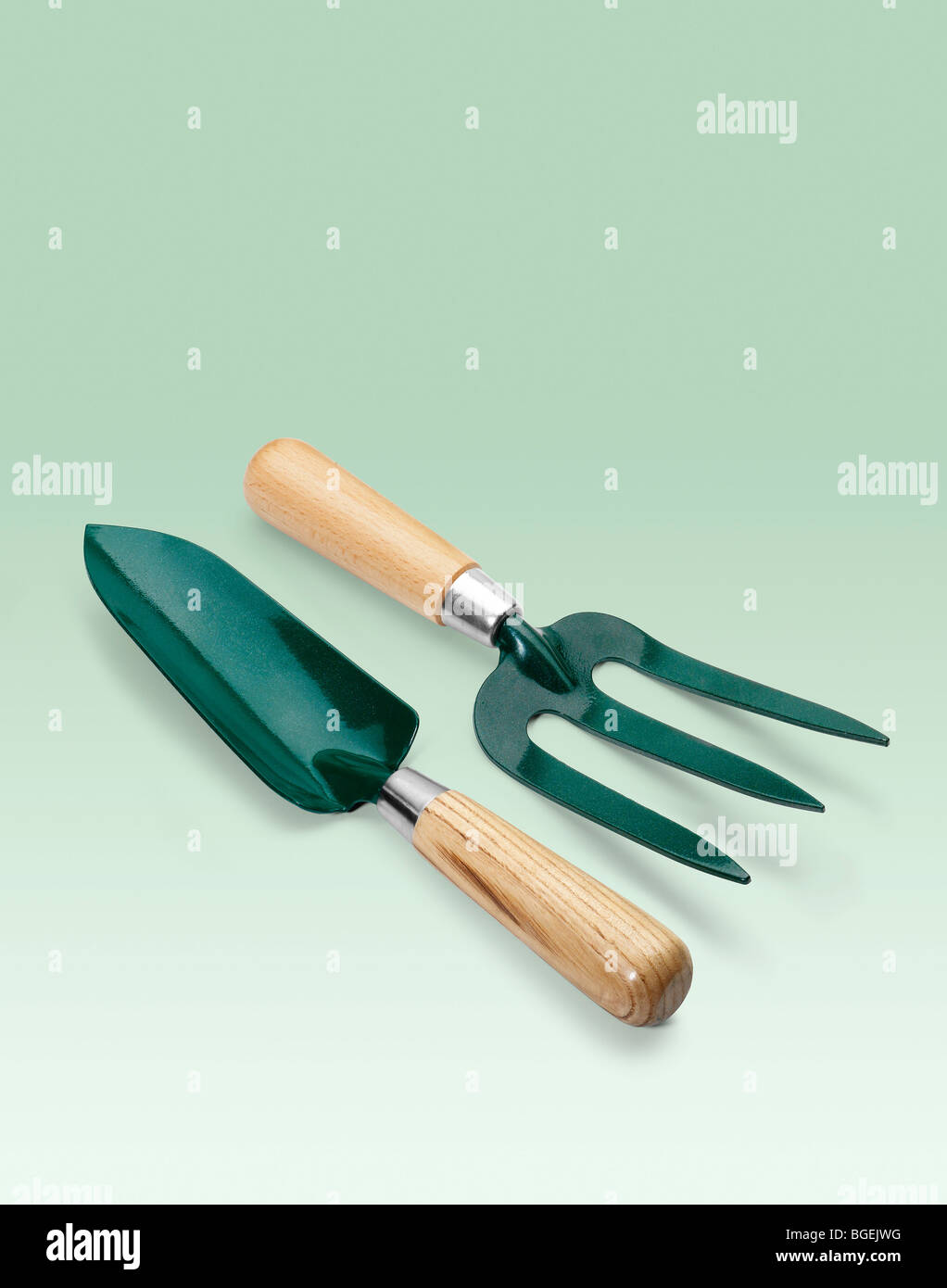 Garden fork and trowel in studio set up Stock Photo Alamy