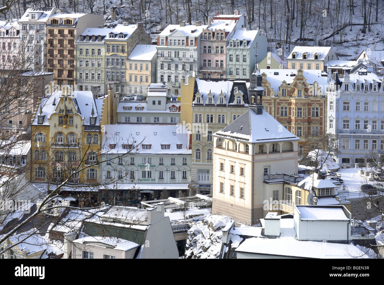 Historic old town of Karlsbad, Carlsbad, Karlovy Vary, west Bohemia, Czech republic Stock Photo