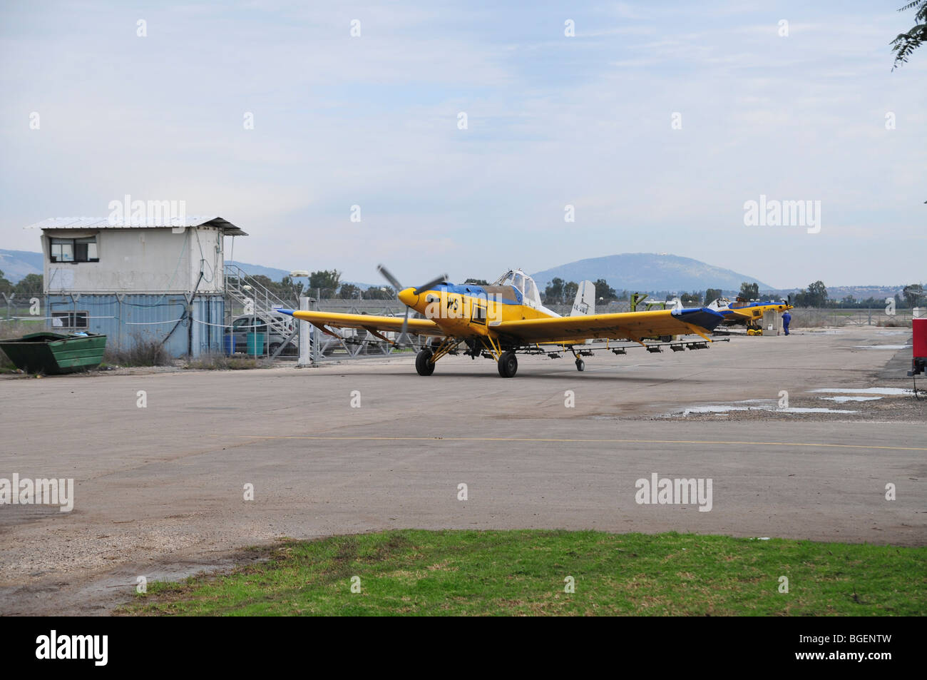 Israel, Haifa, Airfield, cropdusting plane ready for takeoff Stock Photo