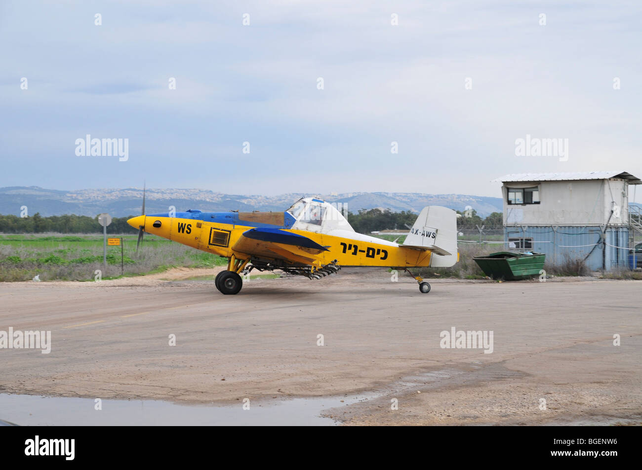 Israel, Haifa, Airfield, cropdusting plane ready for takeoff Stock Photo