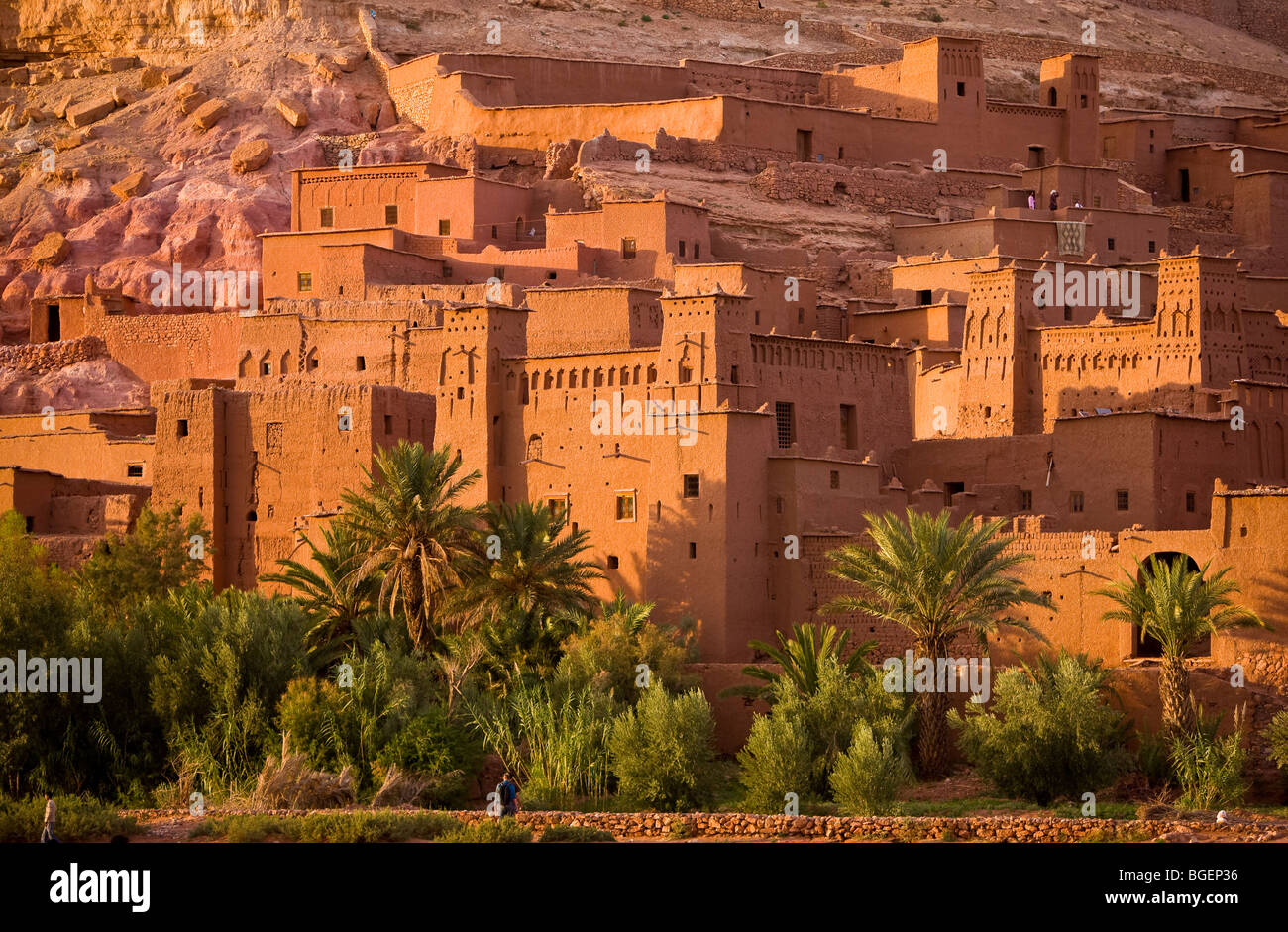 OUARZAZATE PROVINCE, MOROCCO - Ksar at Ait Benhaddou. This fortified mudbrick kasbah is a UNESCO World Heritage Site. Stock Photo