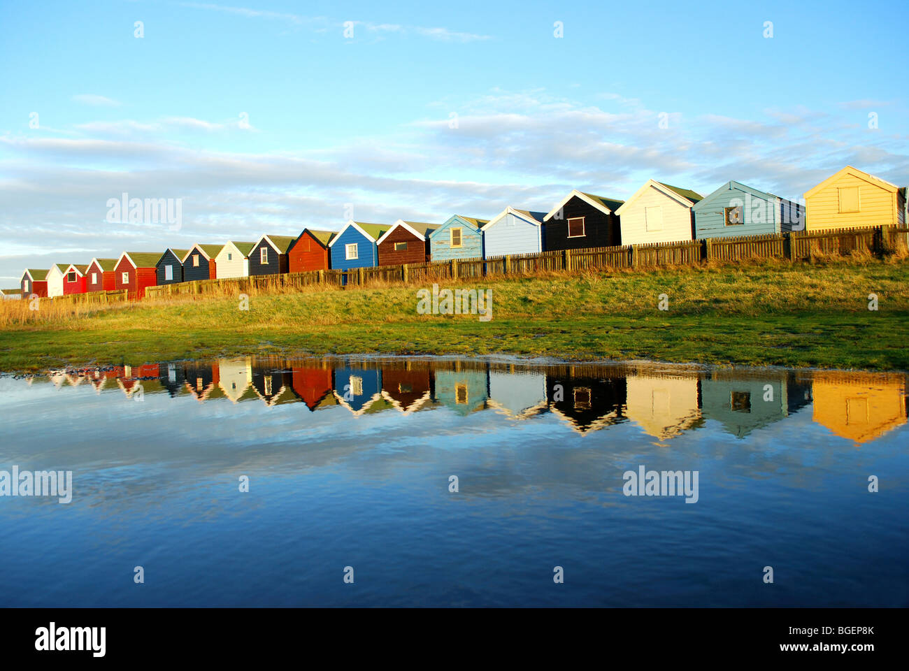 Colourful beach huts in Southwold Stock Photo