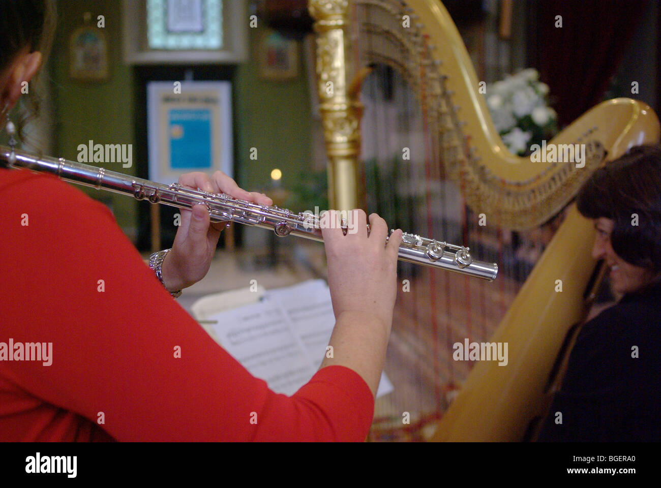 concert for flute and harp Stock Photo Alamy