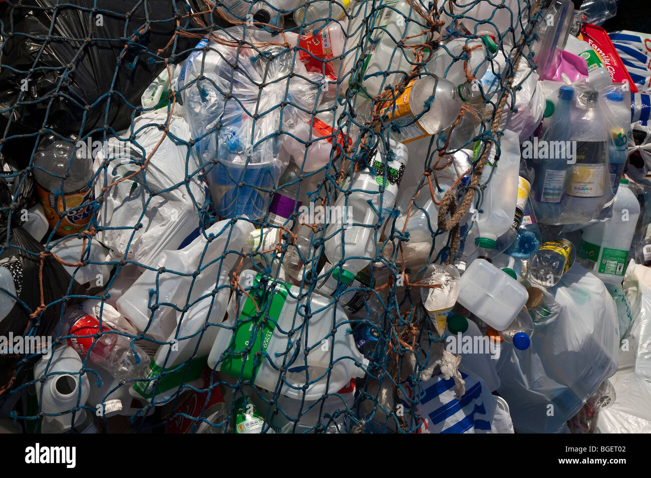 Waste at recycling station in car par UK Stock Photo Alamy