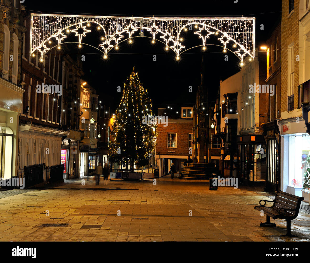 Christmas lights in High Street, Winchester, Hampshire, UK Stock Photo Alamy