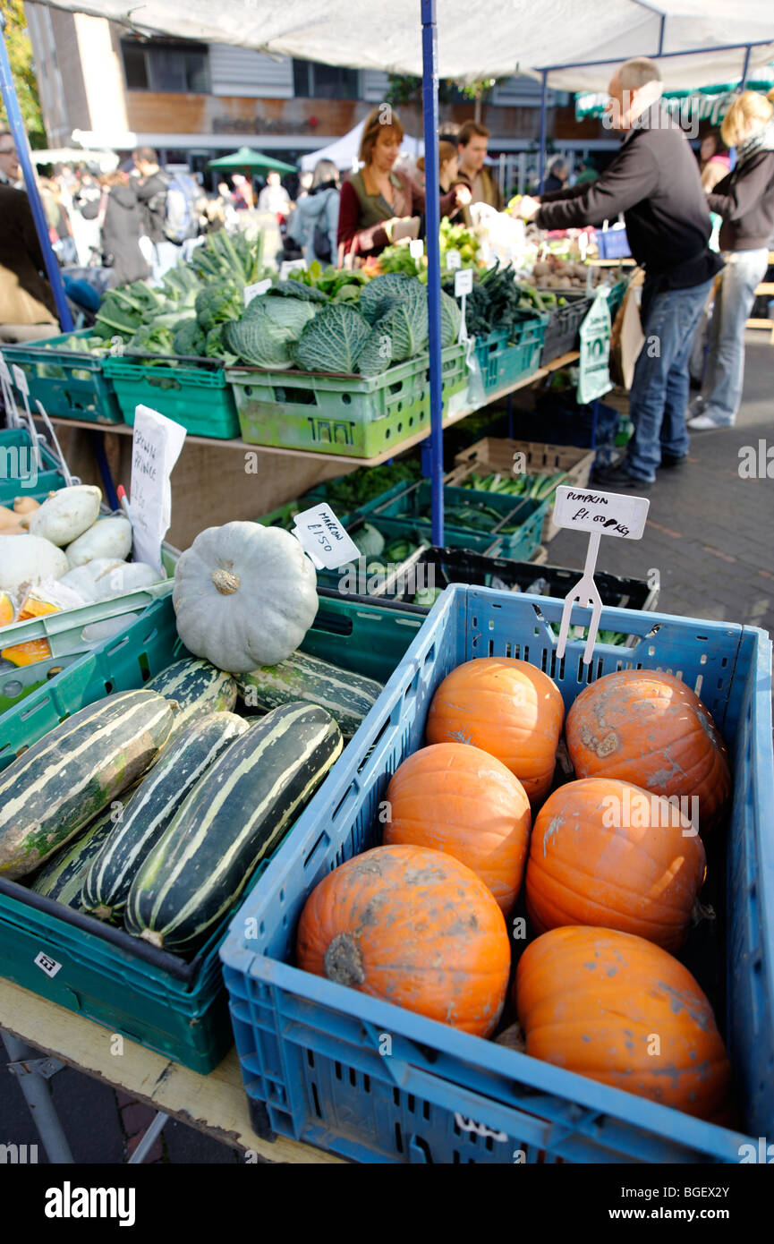 Vegetable stall. Bermondsey Farmers Market. London. UK 2009. Stock Photo