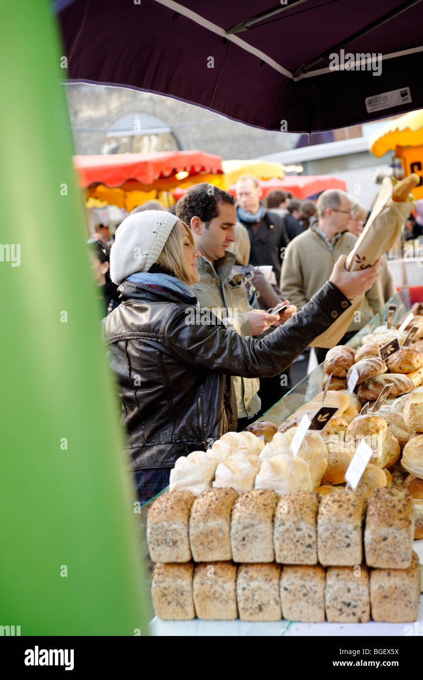 Bread stall. Bermondsey Farmers Market. London. UK Stock Photo
