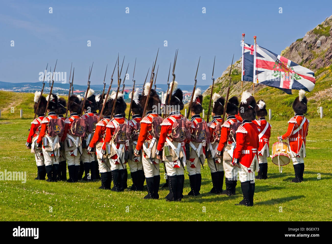 Signal Hill Tattoo, Military march and display at Signal Hill National Historic Site in St John's, St John's Harbour, St John's Stock Photo
