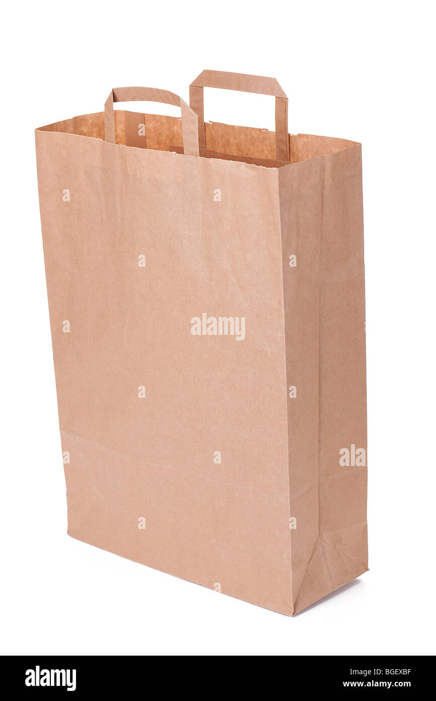 brown paper shopping bag with handles Stock Photo Alamy