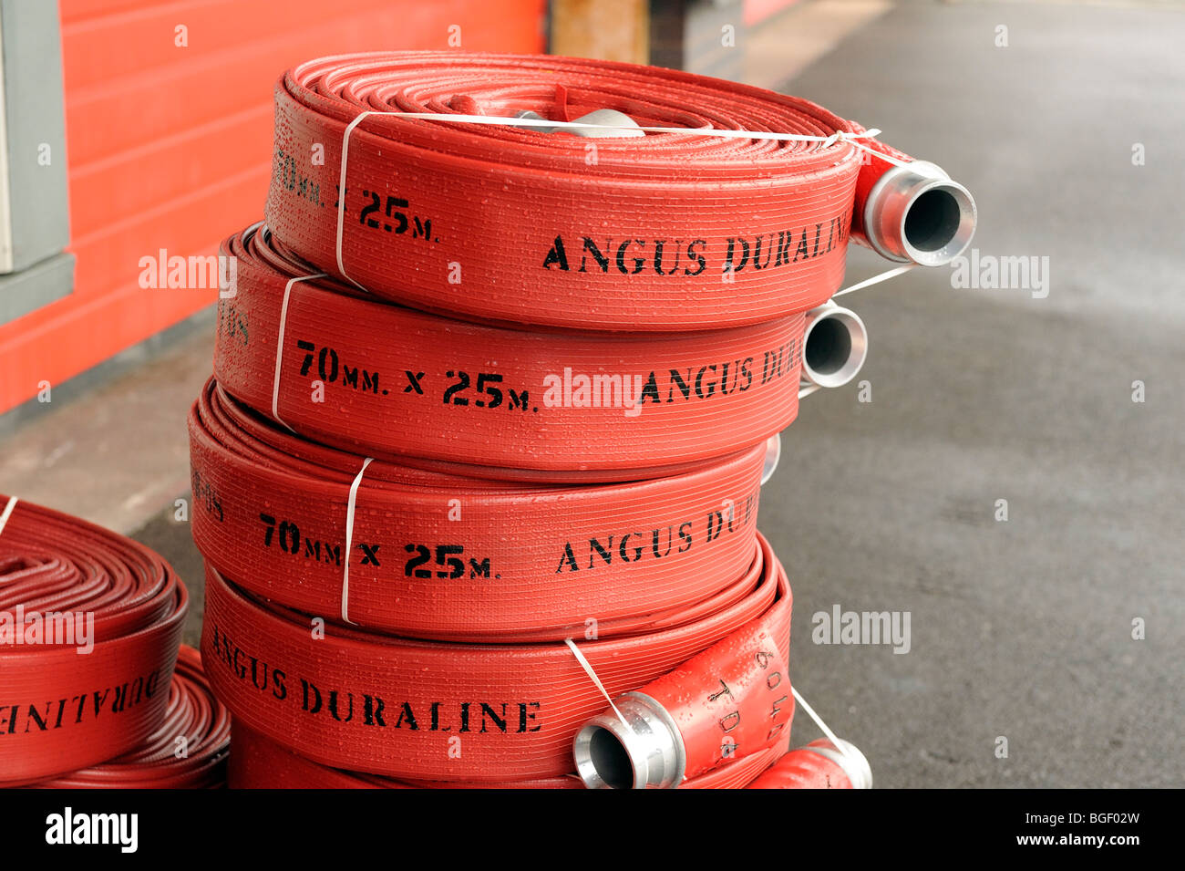 70mm Fire Hose reels by Angus Duraline Stock Photo