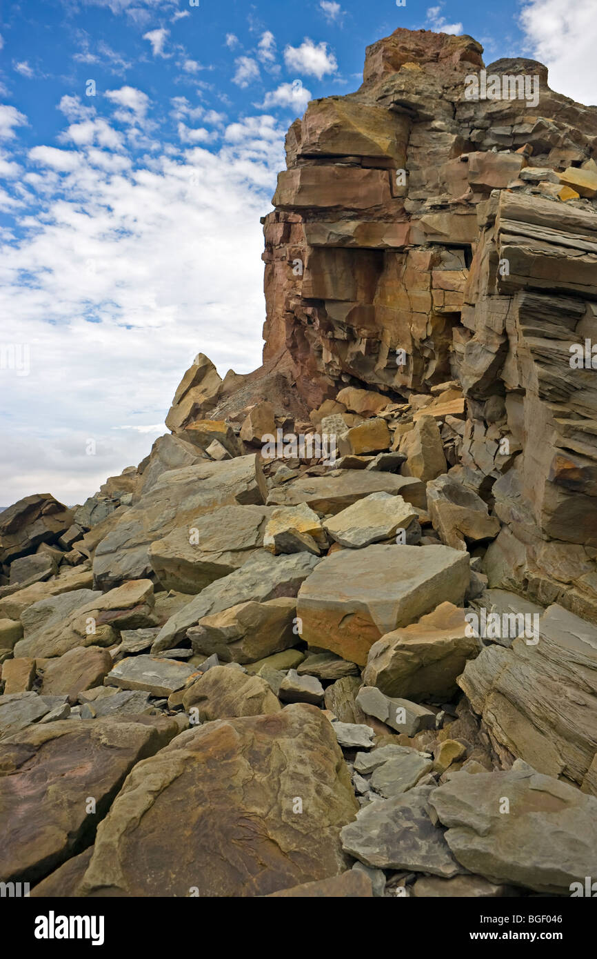 Fossil Cliffs in the town of Joggins, Chignecto Bay, Bay of Fundy, Highway 242, Glooscap Trail, Fundy Shore Ecotour, Nova Scotia Stock Photo