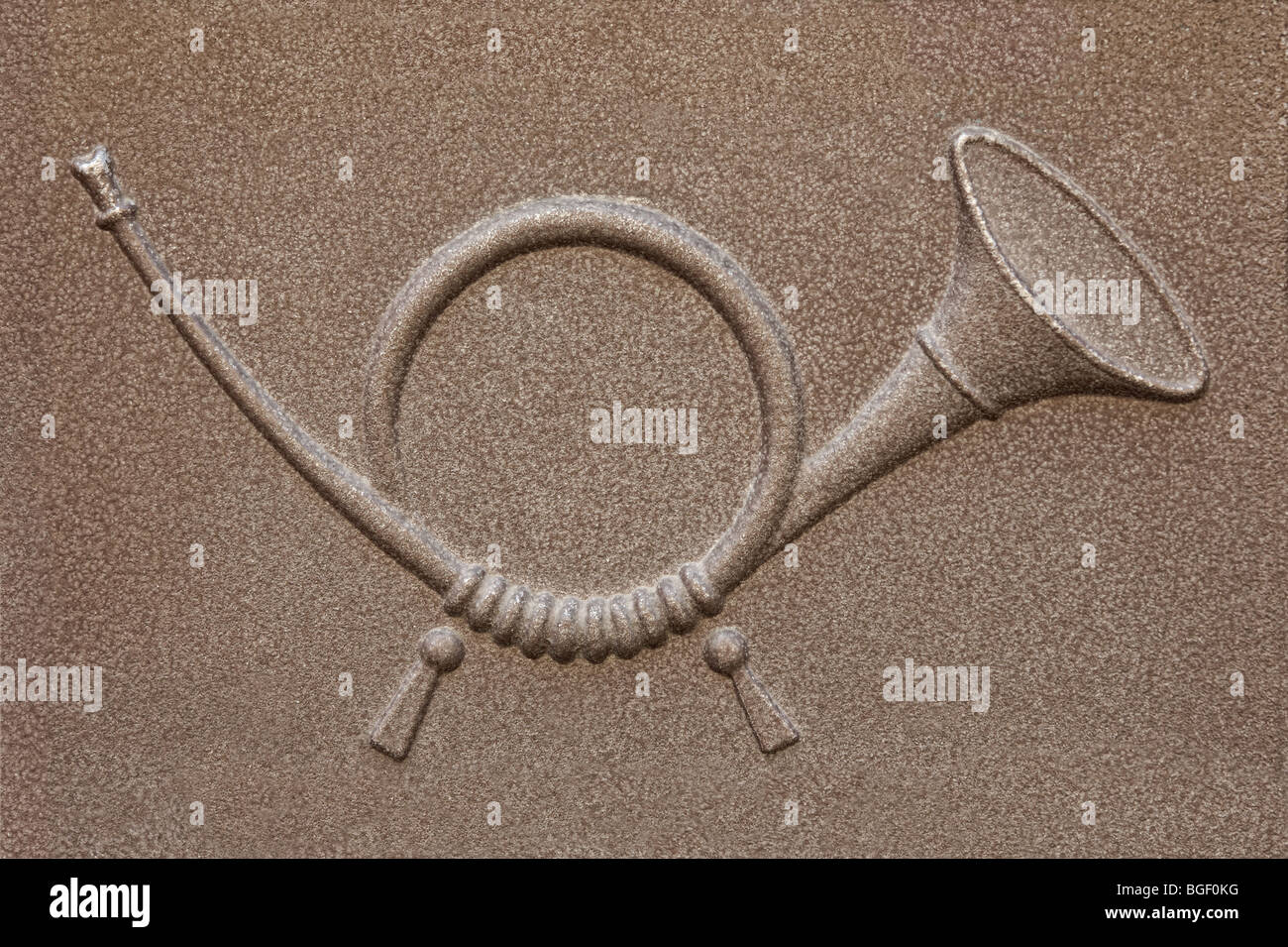 Post horn (mail service logo) on mailbox face Stock Photo Alamy