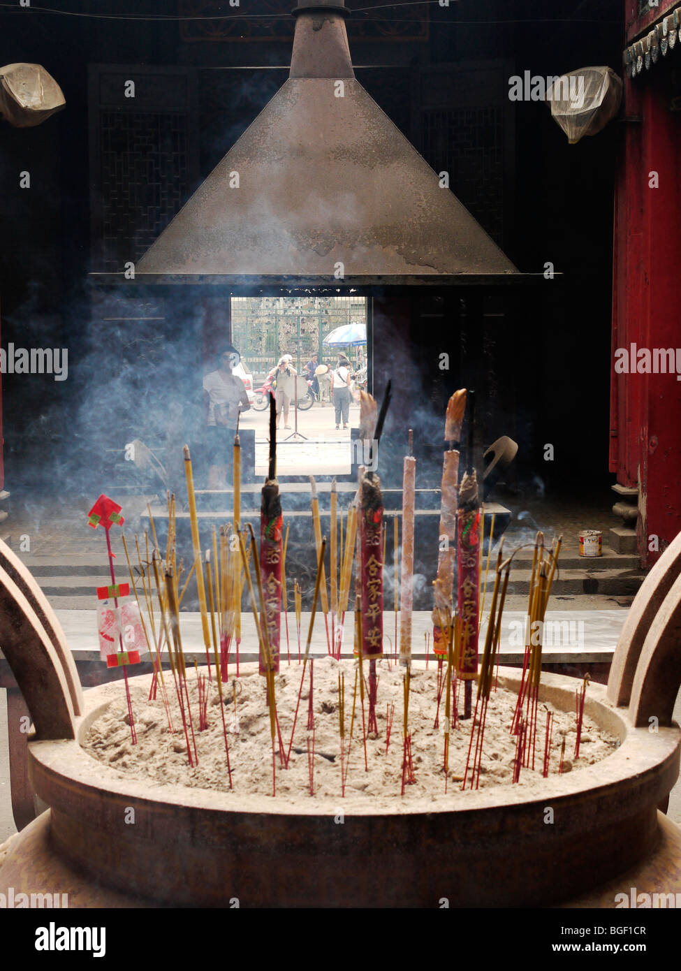 Incense sticks burning in Buddhist Thein Hau Temple, Ho Chi Min City