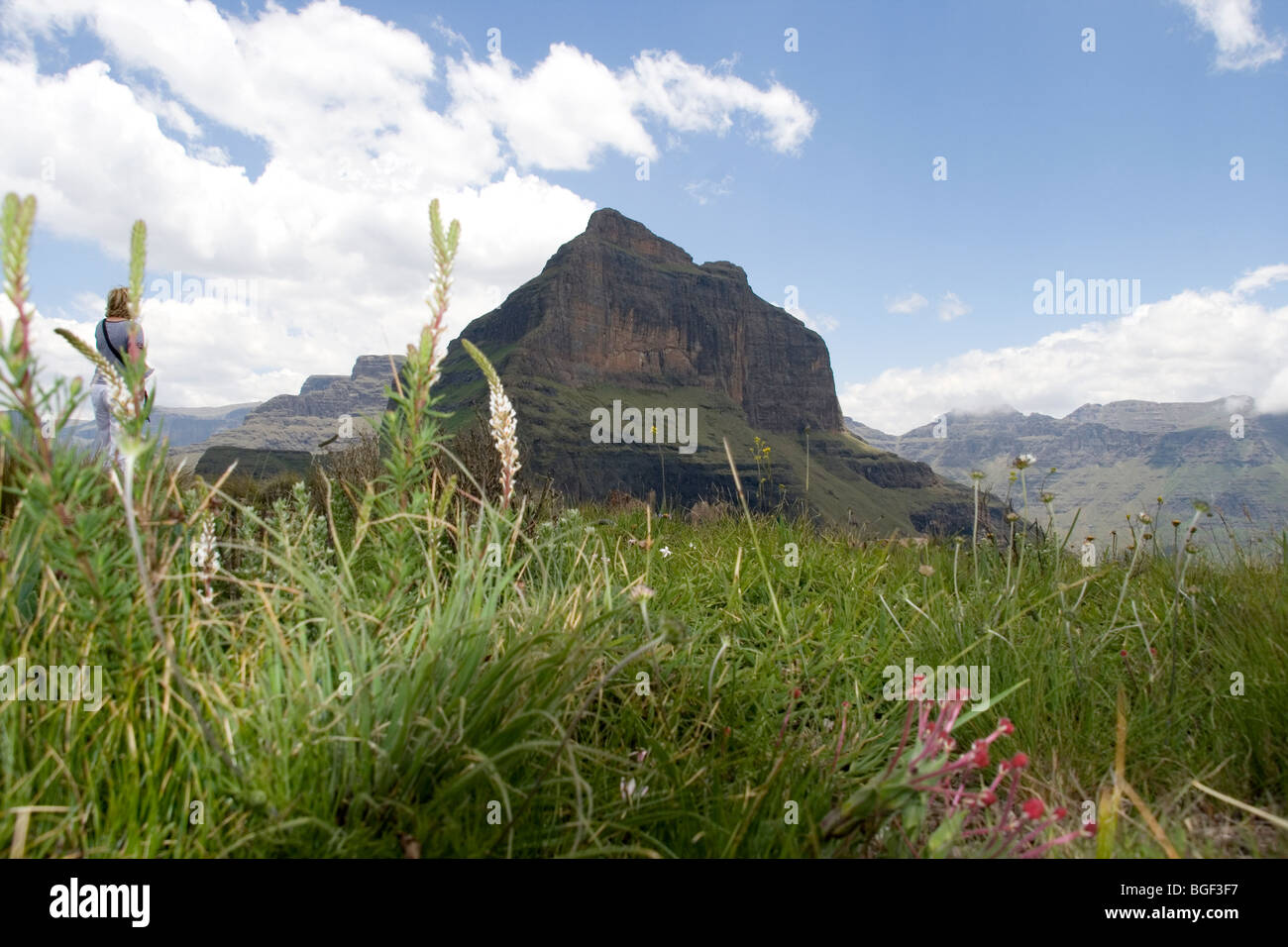 uKahlamba Drakensberg mountain Cathedral Peak Stock Photo