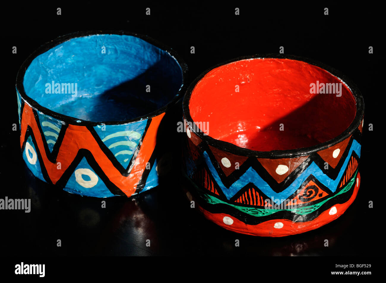 hand-painted paper mache containers, Lusaka, Zambia Stock Photo