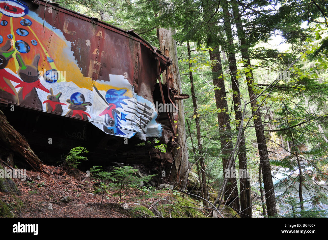 Train Wreck in Whistler Stock Photo
