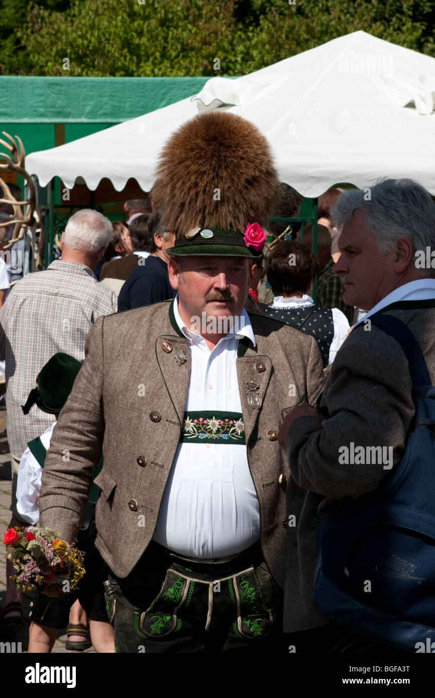 People have come out dressed in fancy clothes and headgears in  Bavaria, Germany Stock Photo