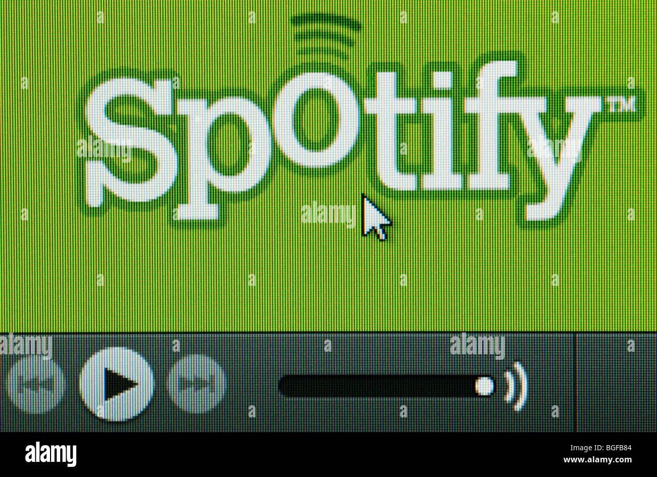 Spotify online music player. screenshot Stock Photo