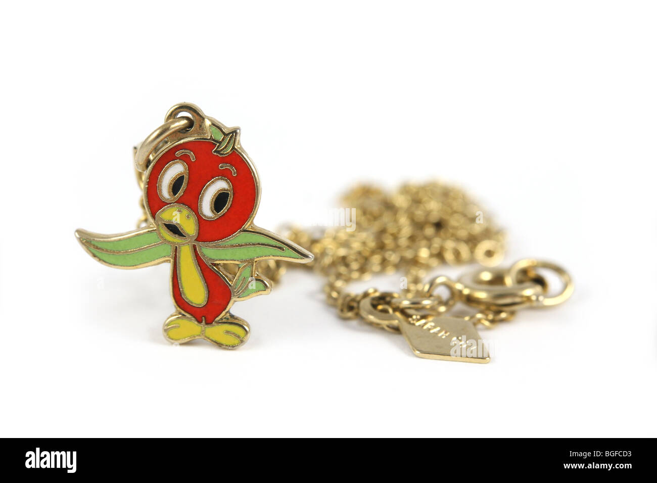 Vintage 1980s Disney's Orange Bird character necklace made by Sarah Coventry. Stock Photo