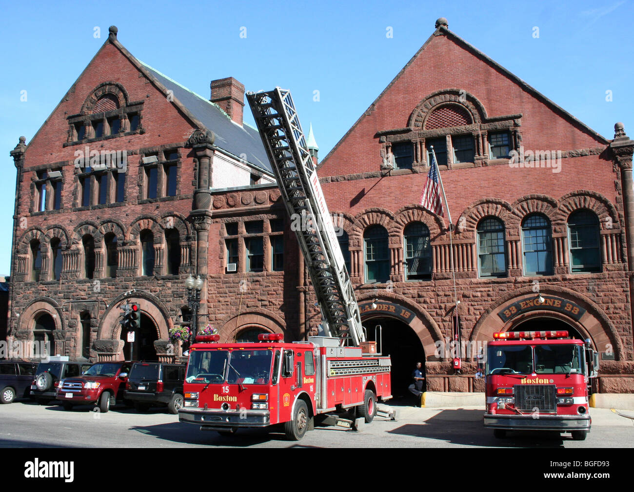Fire Fighters Boston USA Stock Photo