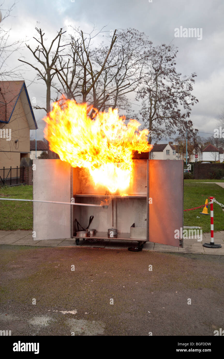 Fifth of a seven image sequence showing a London Fire Brigade chip pan
