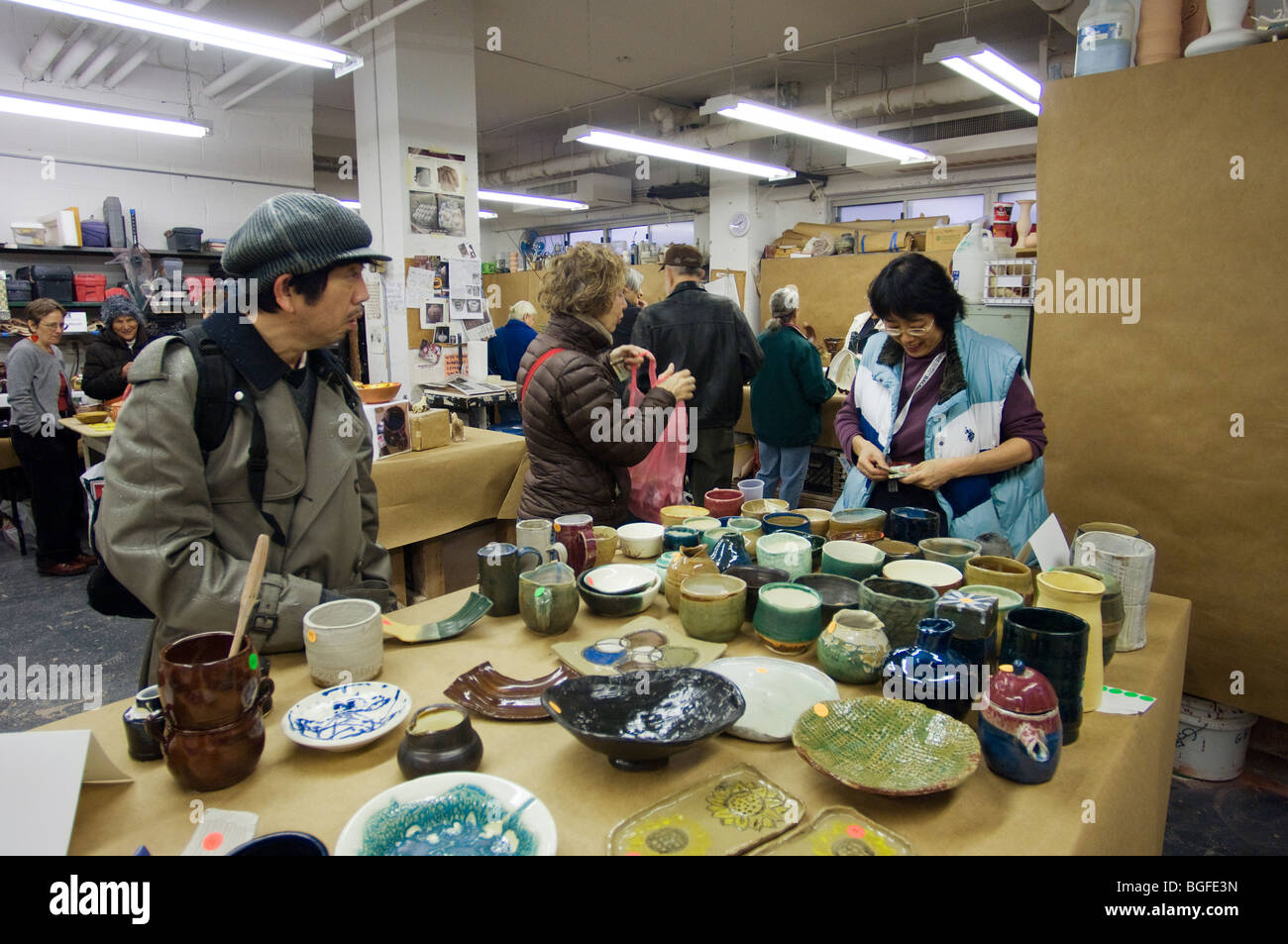 Members of a pottery studio in the New York neighborhood of Chelsea