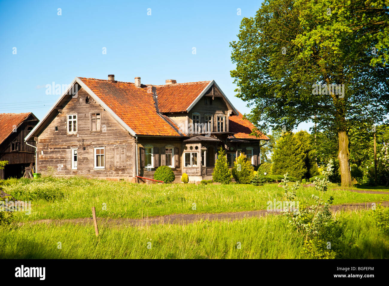Traditional Zulawy farm house at Palczewo, Pomerania, Poland