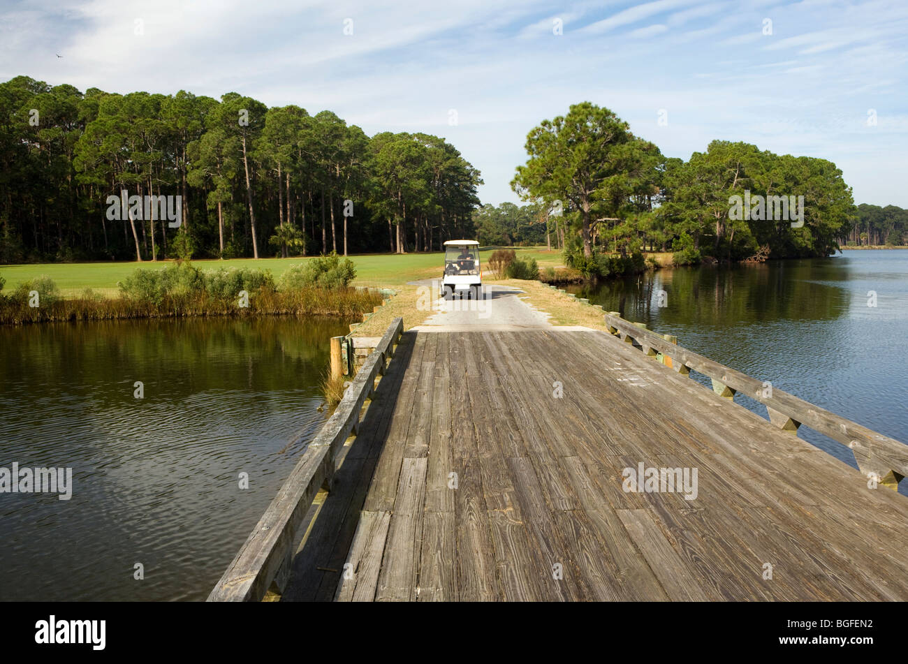 Driving golf cart on path Jekyll Island, USA Stock Photo Alamy