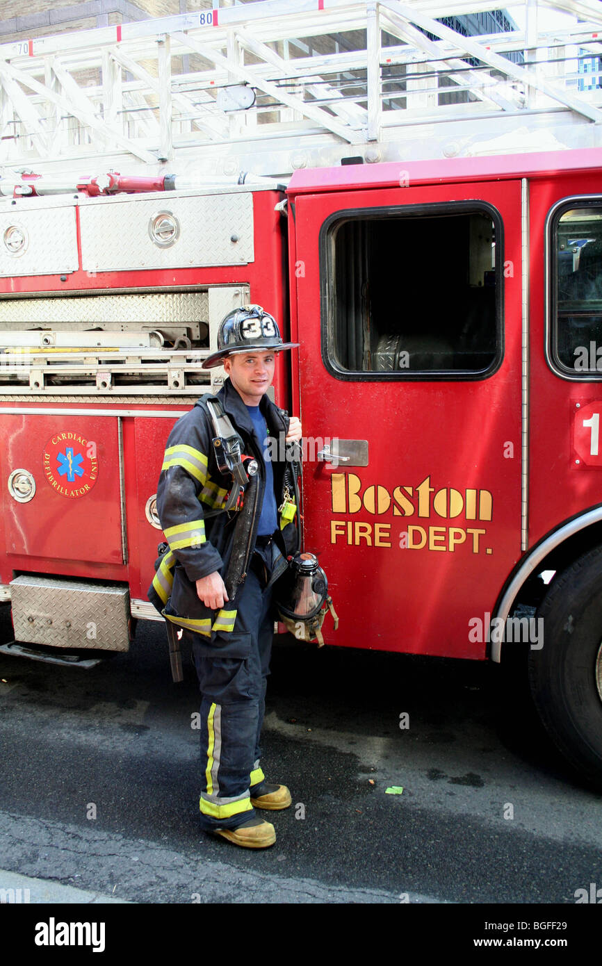 Fire Fighter Boston USA Stock Photo