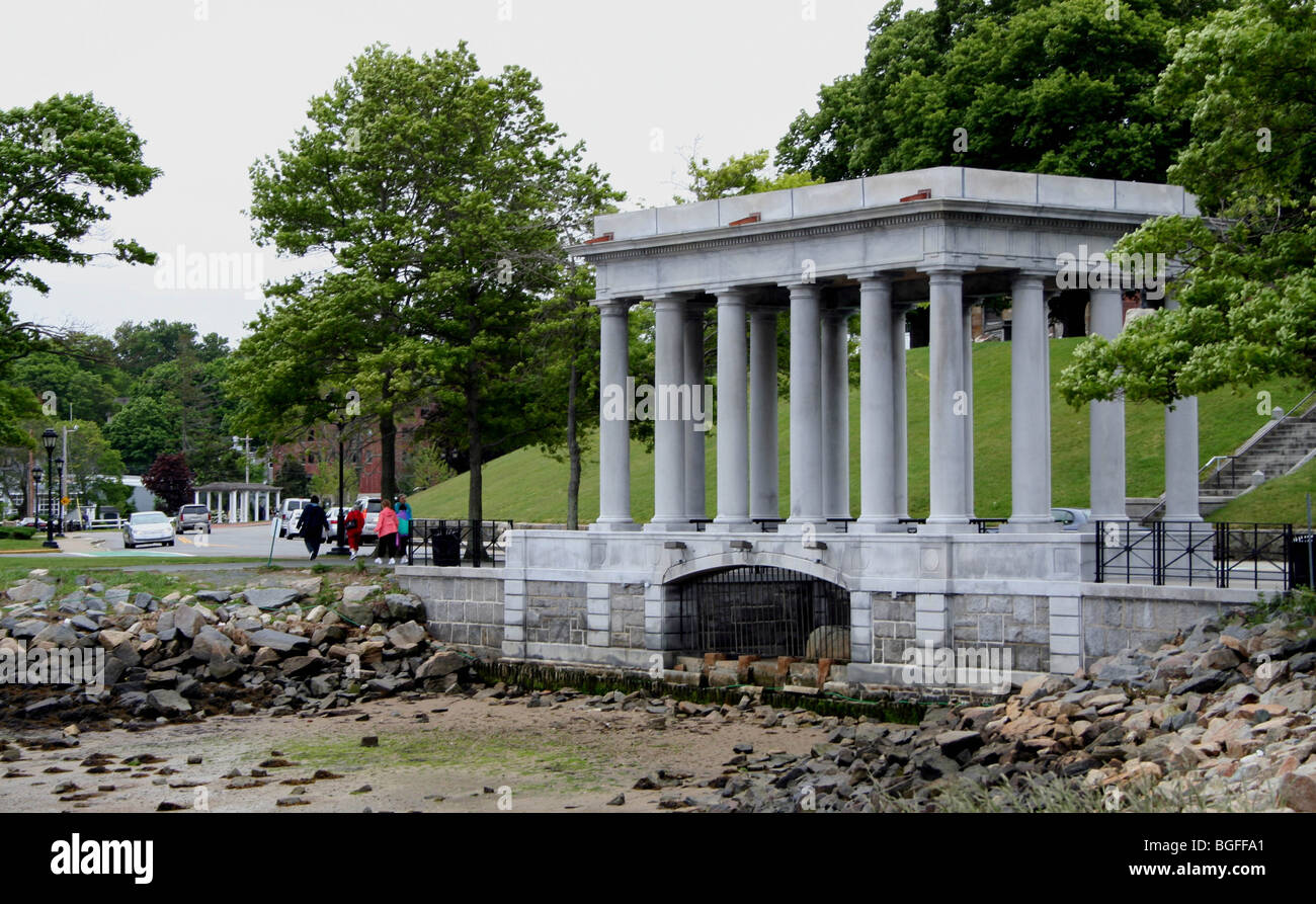 Plymouth Rock, Plymouth Harbor in Plymouth, Massachusetts. Stock Photo