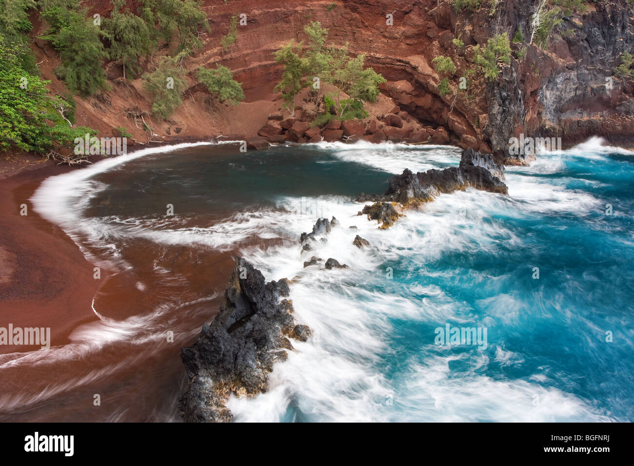 red sand beach in hana, maui, hawaii Stock Photo Alamy