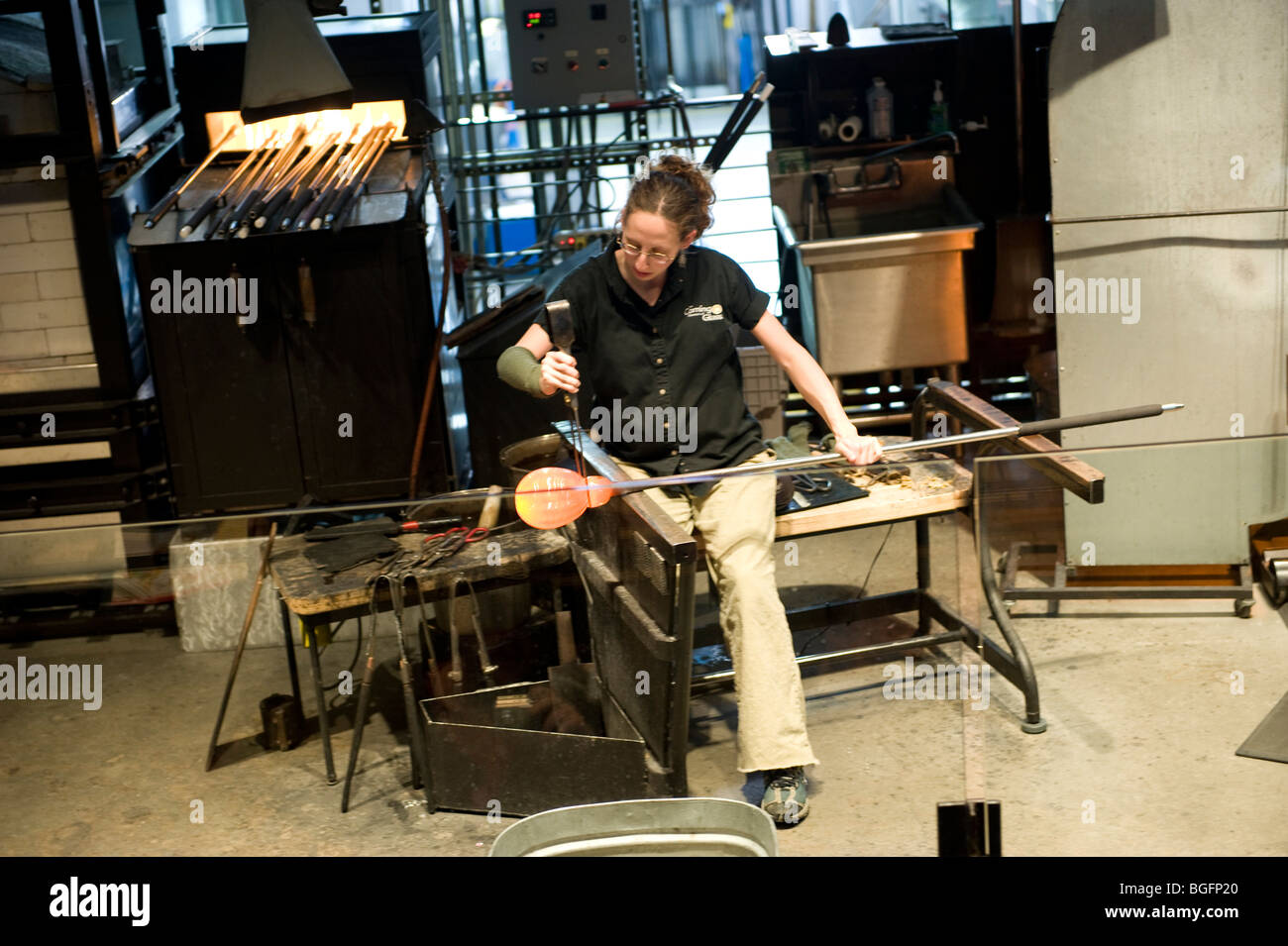 Glassblowing Demonstration at Museum of Glass Corning New York Finger Lakes Region Stock Photo