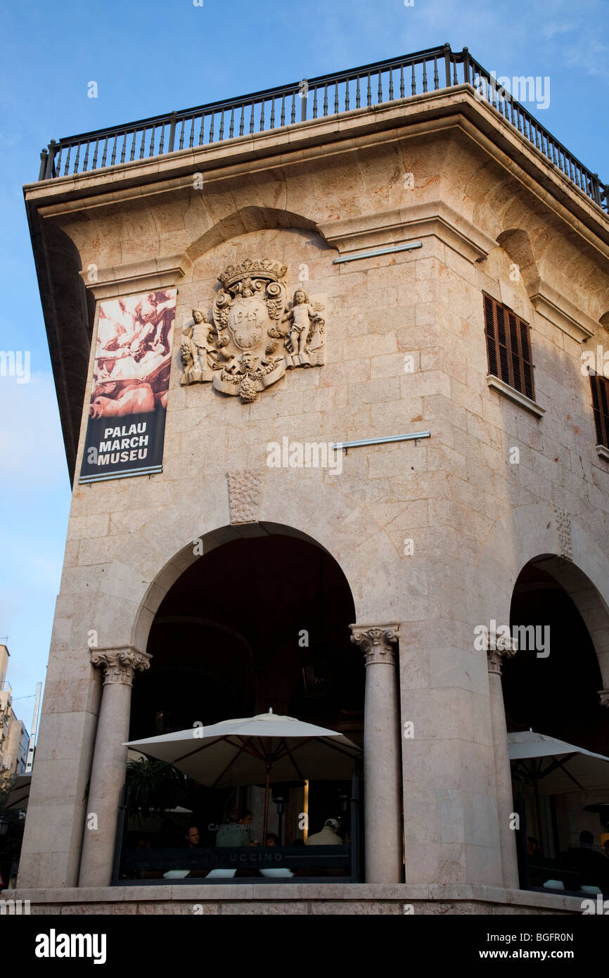 Cappuccino Cafe and March Palace Art Museum, Palma de Mallorca, Spain Stock Photo