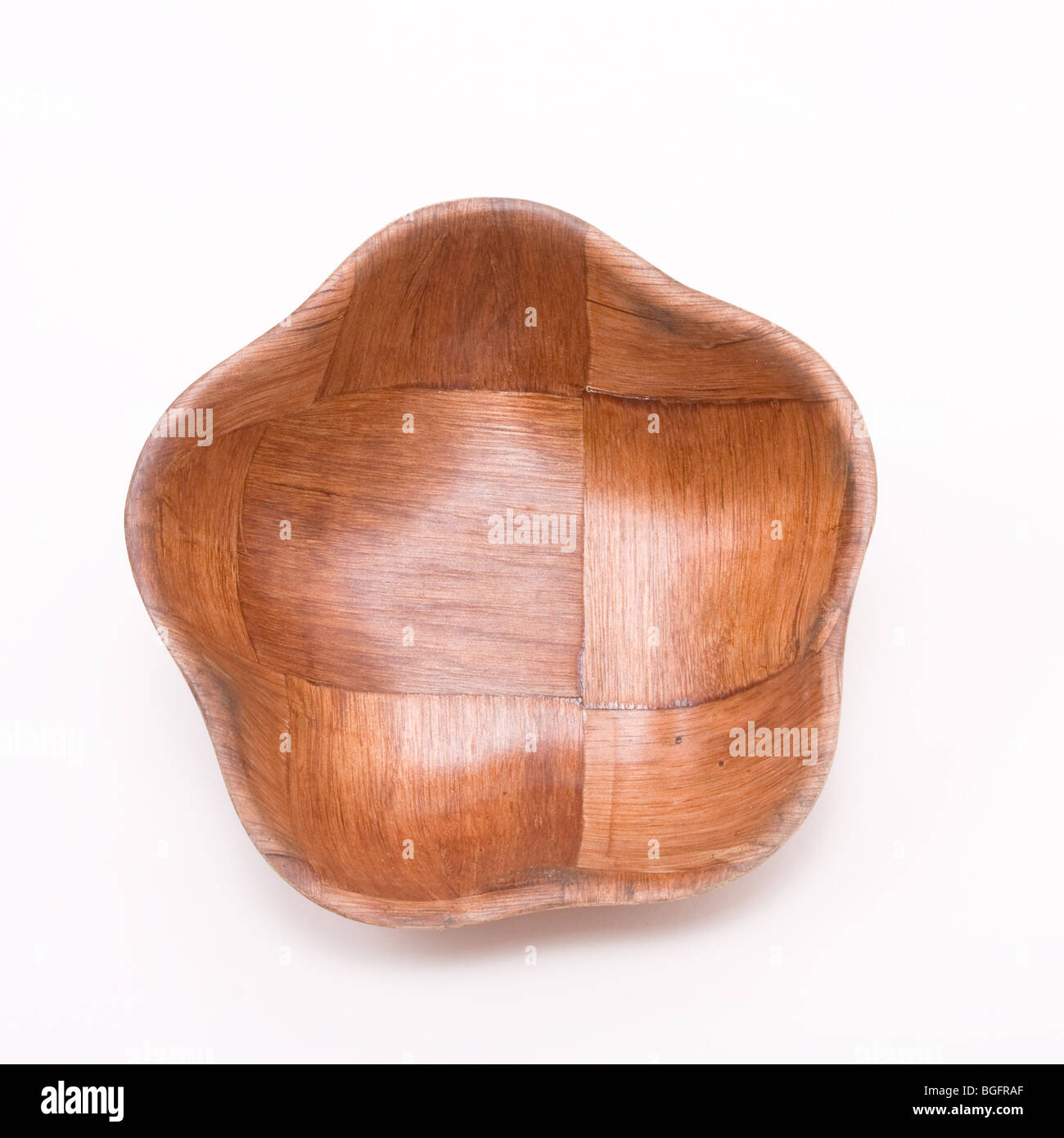 handmade ethnic Wooden Bowl isolated against white background Stock