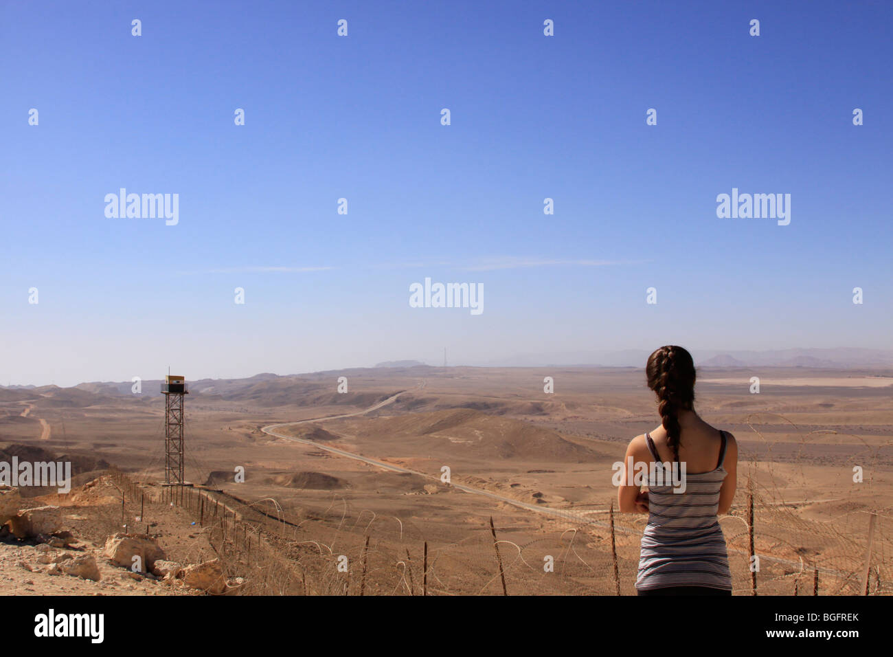 Israel, Eilat Mountains, Egyptian watch tower on the border Stock Photo