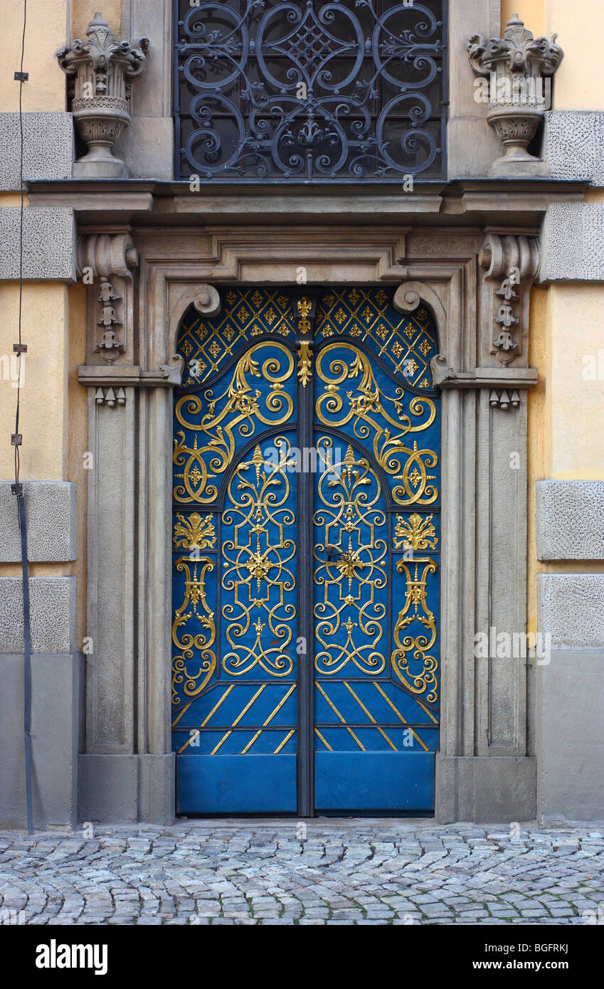 Barocco adorned door Wroclaw University Aula Leopoldina Stock Photo